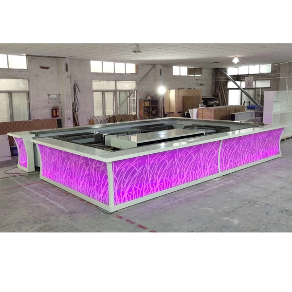 RGB LED Lighted Hotel Flower Pattern Bar Counter