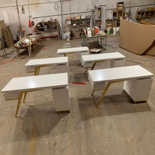 White and Gold Office Study Desk Table