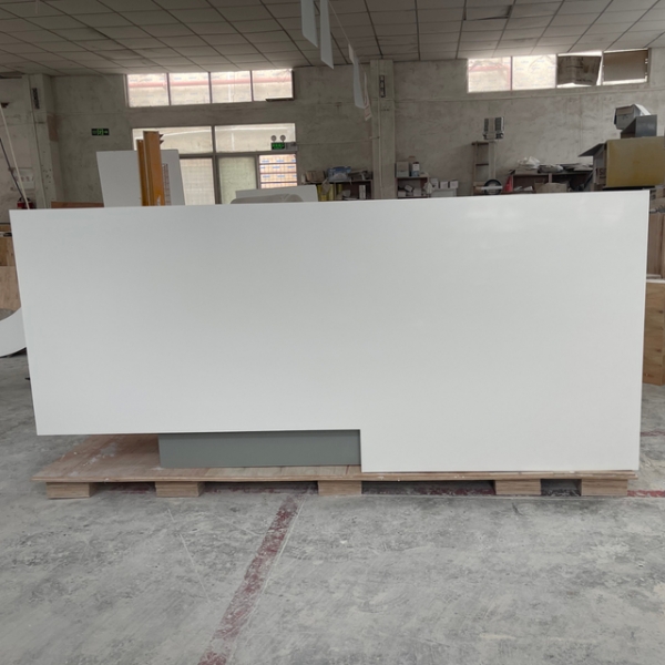 Pure White Led Lighted Stone Reception Desk for Spa