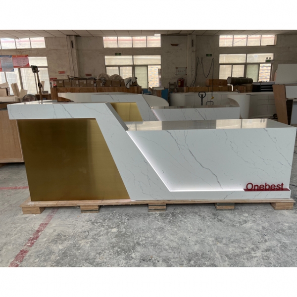 Gold Stainless Steel Reception Desk Counter for Office