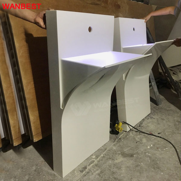 LED Light Customized Size Solid Surface Bathroom Vanities