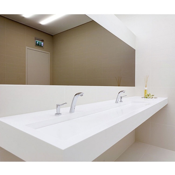Acrylic Solid Surface Bathroom Double Wash Basin with Smooth Edge