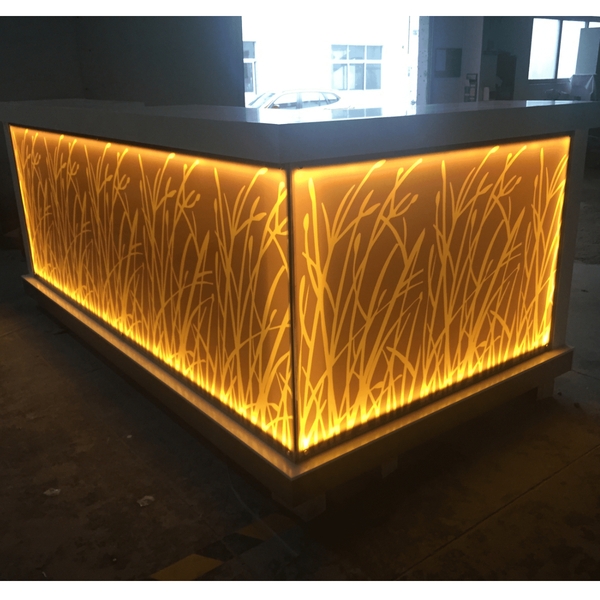 Small Size Yellow Led Lighted Bar Counter Glass Bar Table