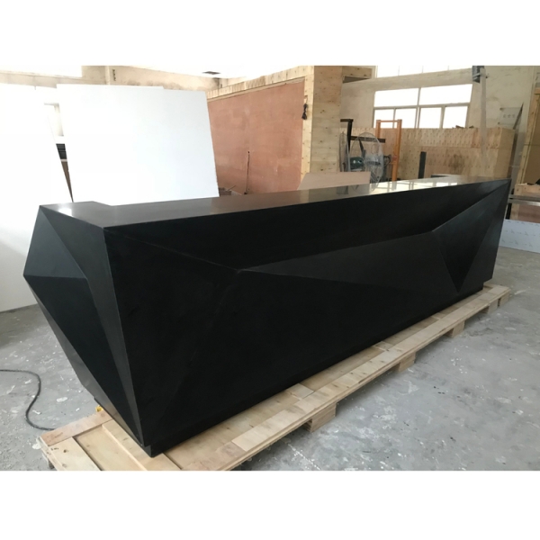 Black Acrylic Stone Led Bar Counter with Cabinet