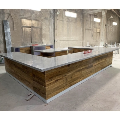 Large Square Commercial Coffee Bar Counter Quartz To...