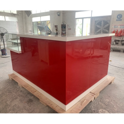Red Color Solid Surface Coffee Shop Coffee Display C...
