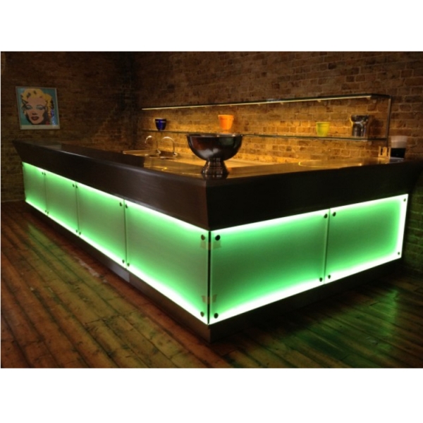 Black Corian Nightclub Bar Counter Display Front Table
