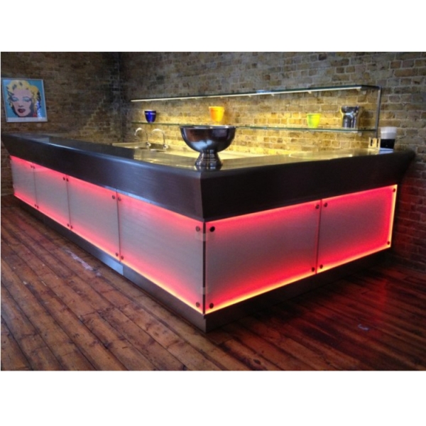 Black Corian Nightclub Bar Counter Display Front Table
