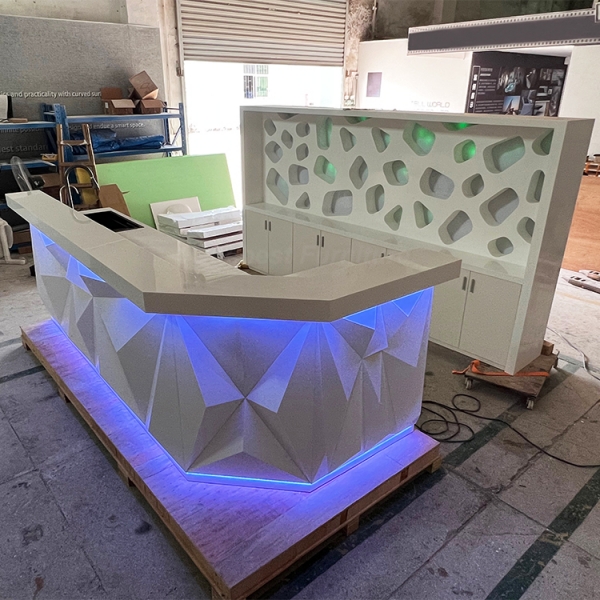 Diamond Shape Led Stone Bar Counter Back Display Sink in China