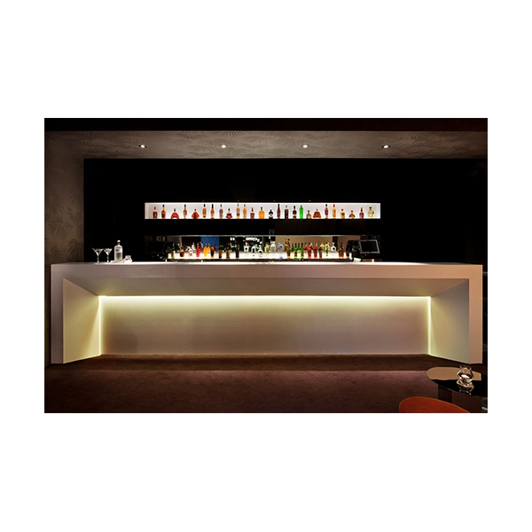 Corian Solid Surface LED Cafe Bar Counter with Steel Base