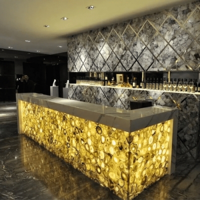 LED Agate Stone Hotel Club Bar Counter Sets Luxury Cafe Display Counters