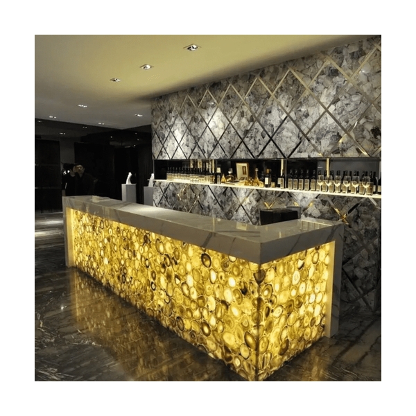 LED Agate Stone Hotel Club Bar Counter Sets Luxury Cafe Display Counters