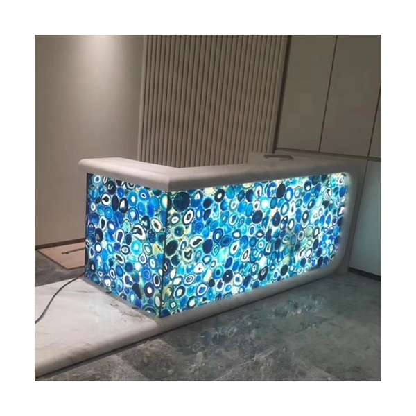 LED Agate Stone Hotel Club Bar Counter Sets Luxury Cafe Display Counters