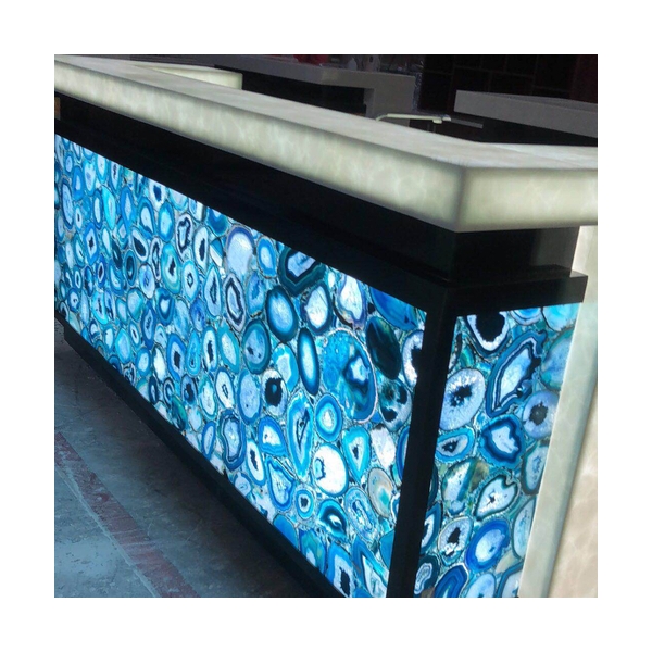 LED Agate Stone Hotel Club Bar Counter Sets Luxury Cafe Display Counters