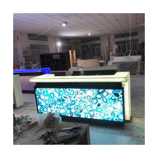 LED Agate Stone Hotel Club Bar Counter Sets Luxury Cafe Display Counters