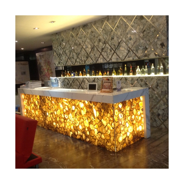 LED Agate Stone Hotel Club Bar Counter Sets Luxury Cafe Display Counters