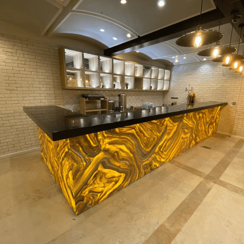 LED Villa House Bar Counter Design Onyx Stone Bar Furniture