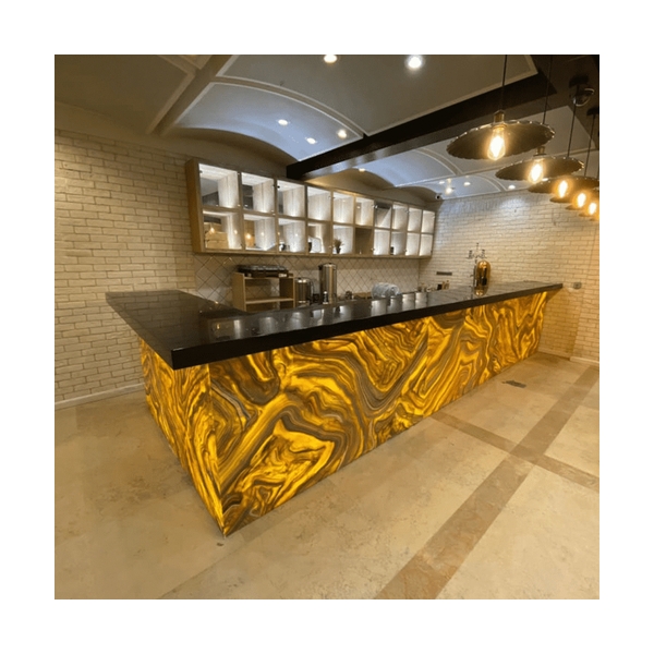 LED Villa House Bar Counter Design Onyx Stone Bar Furniture