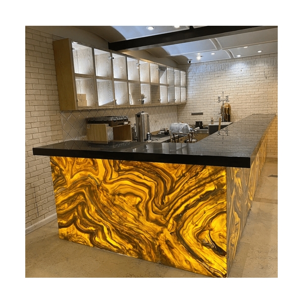 LED Villa House Bar Counter Design Onyx Stone Bar Furniture