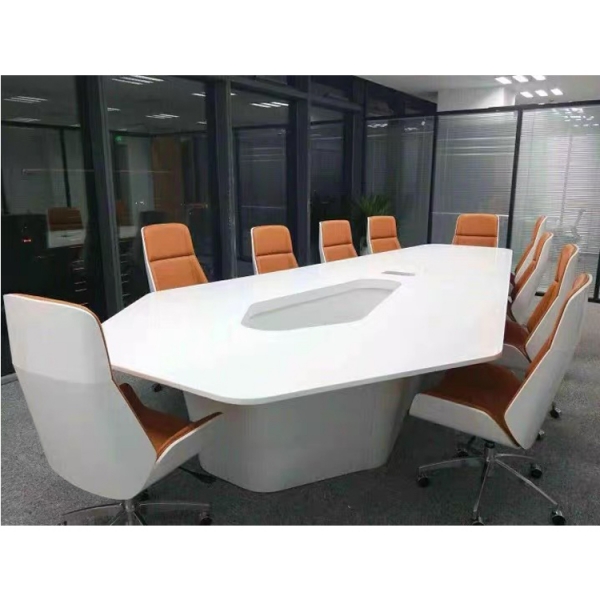 Exported USA Design White Rhombus Conference Table and Chairs