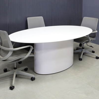 6 Persons Meeting Room Furniture White Corian Oval Conference Table