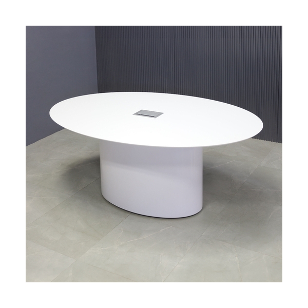 6 Persons Meeting Room Furniture White Corian Oval Conference Table