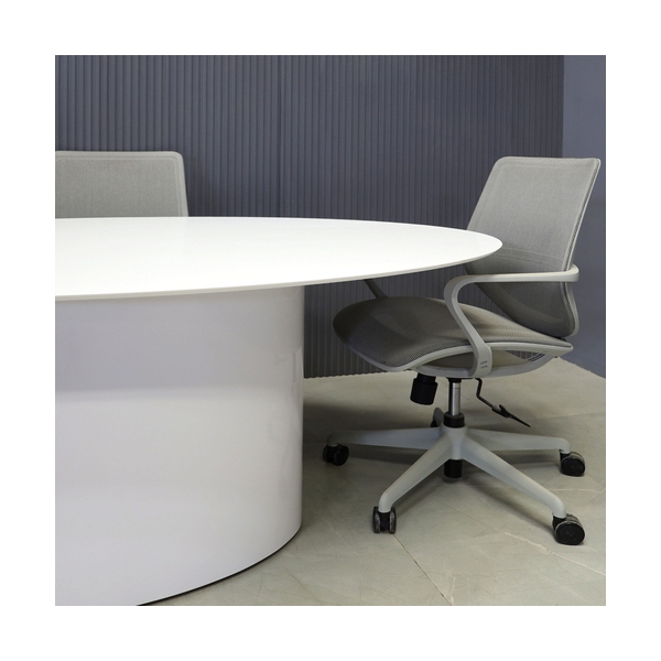 6 Persons Meeting Room Furniture White Corian Oval Conference Table