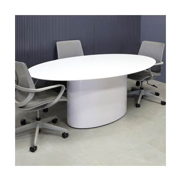 6 Persons Meeting Room Furniture White Corian Oval Conference Table