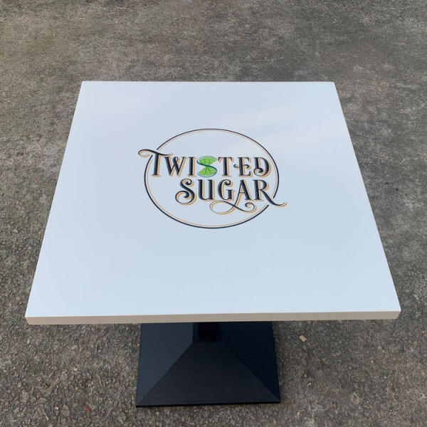 Small Size Custom Logo Marble Dinning Table White