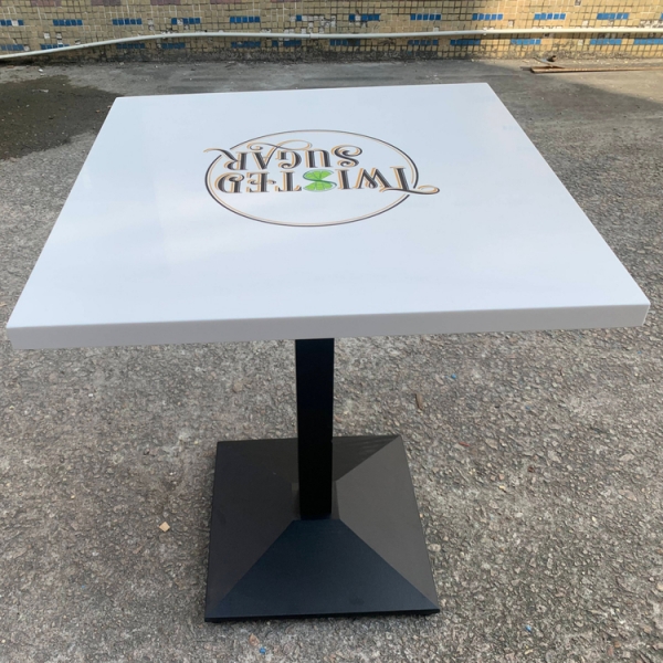 Small Size Custom Logo Marble Dinning Table White