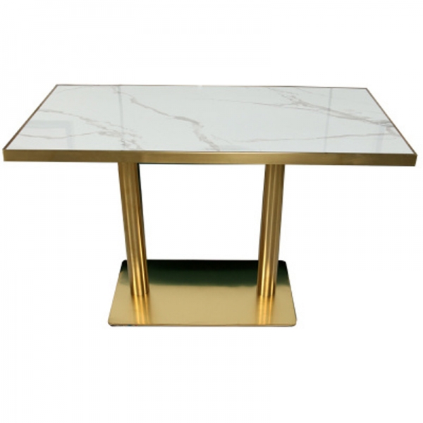 Artificial Marble Stone Square Dinning Table with 4 Chairs