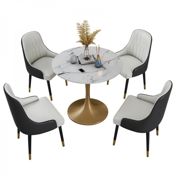 Round Shape Dinning Table Gold Dining Room