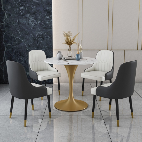 Round Shape Dinning Table Gold Dining Room