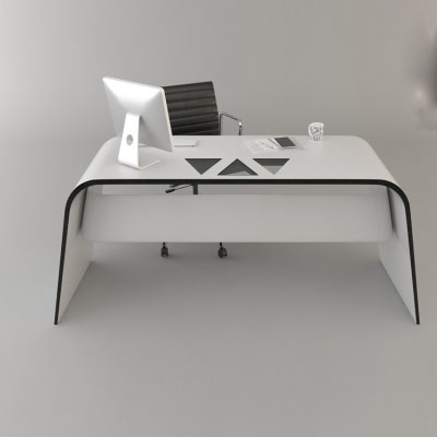 Good Quality White and Black Office Table and Chairs
