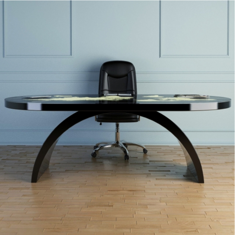 Black Artificial Marble Stone Work Stations in Office Desks