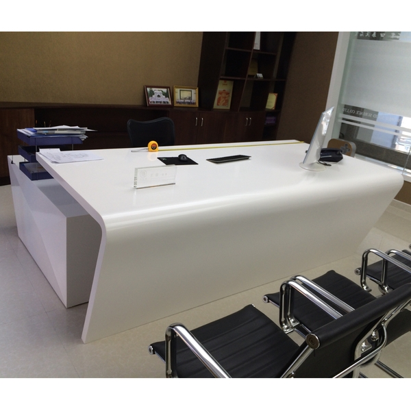 White Modern Executive Desk Marble Office Desk Multifunctional Office Table