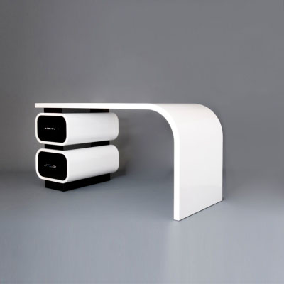 White Black Color Director Table Office Modern Front...