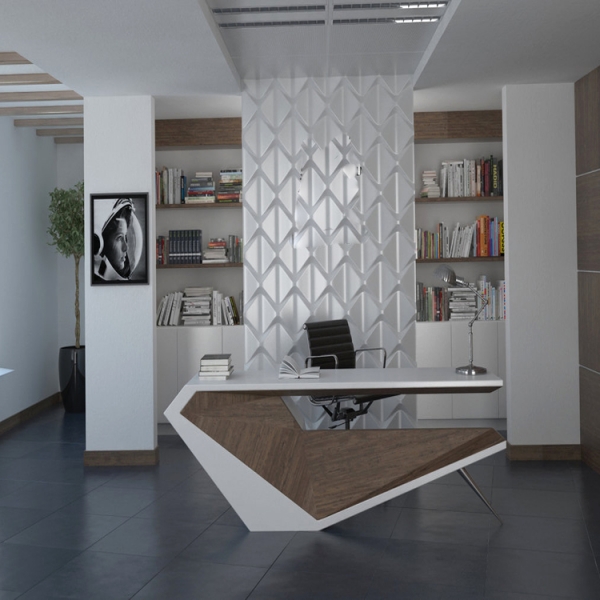 High Tech Luxury Corian Solid Surface Office Furniture Desk