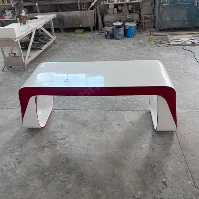 White and Red Fiberglass Game Computer Table Home Executive Office Desk