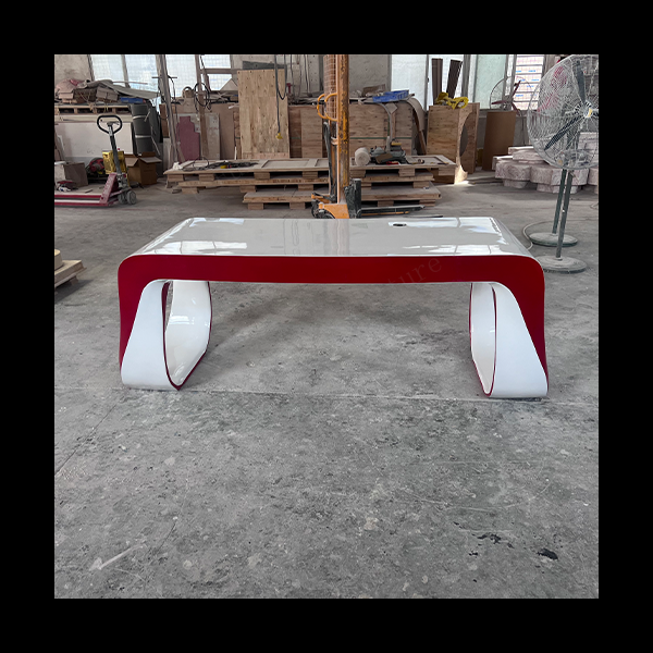 White and Red Fiberglass Game Computer Table Home Executive Office Desk