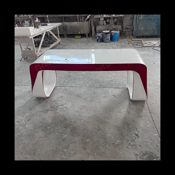 White and Red Fiberglass Game Computer Table Home Executive Office Desk