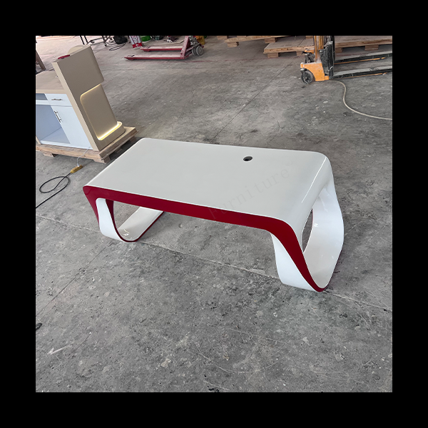 White and Red Fiberglass Game Computer Table Home Executive Office Desk