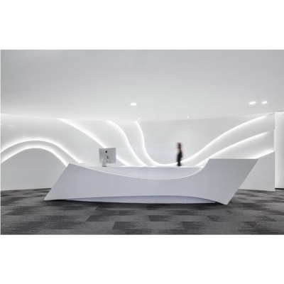 Top quality led lighted reception desk glossy white...