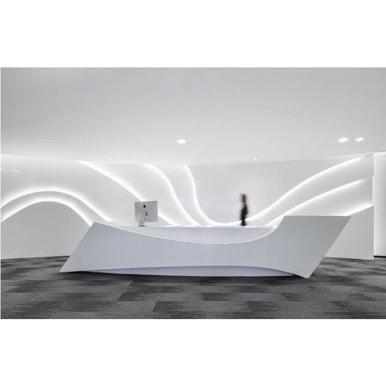 Top quality led lighted reception desk glossy white