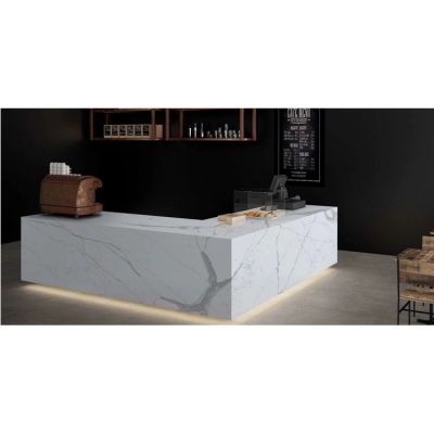 Artificial quartz stone L shape reception desk for restaur...