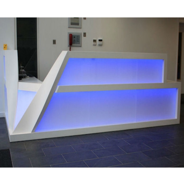 Factory Directly Supply LED White Lacquer Reception Desk