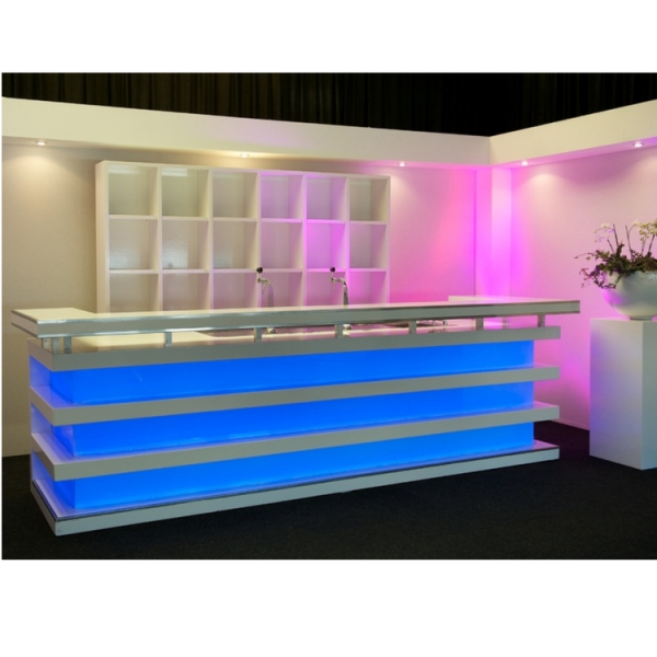 KTV Hotel Used French Style Reception Counter Pink Led Service Desk