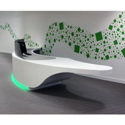 Logo Customized Reception Desk With Display Case