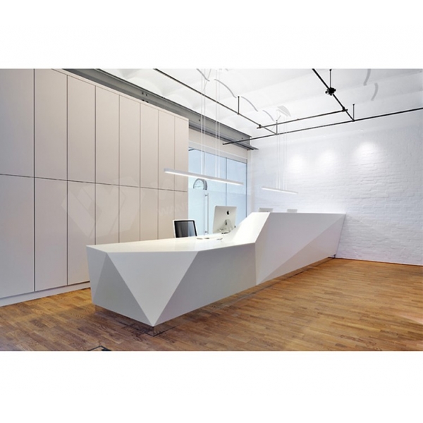 White Corian Diamond Reception Front Desk Loft Design