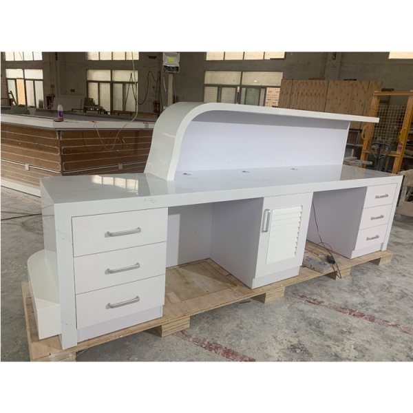 Small size custom led logo hospital reception desk white